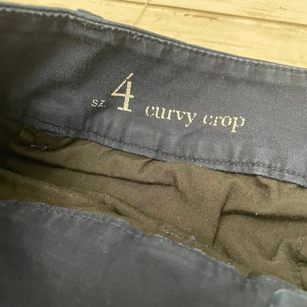 Women’s Blue Navy Anne Taylor LOFT Trousers Slacks Pants Size 4 Curvy Crop